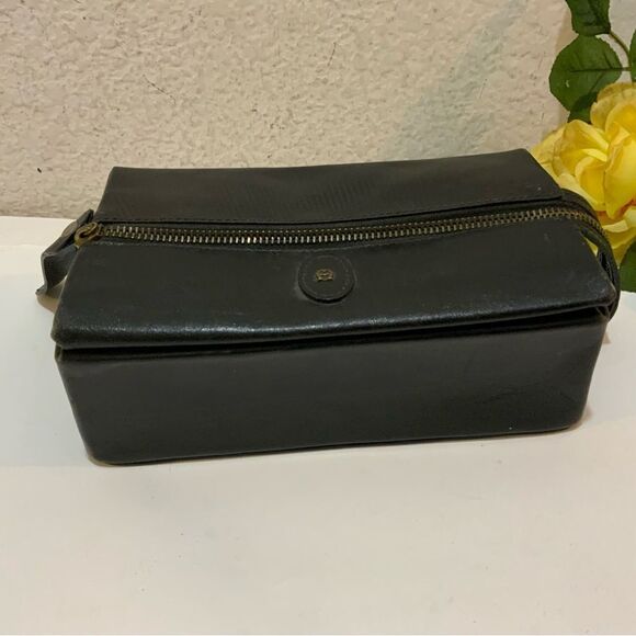 Vintage Etienne Aigner Makeup Case Toiletree Bag black Leather - Picture 3 of 15